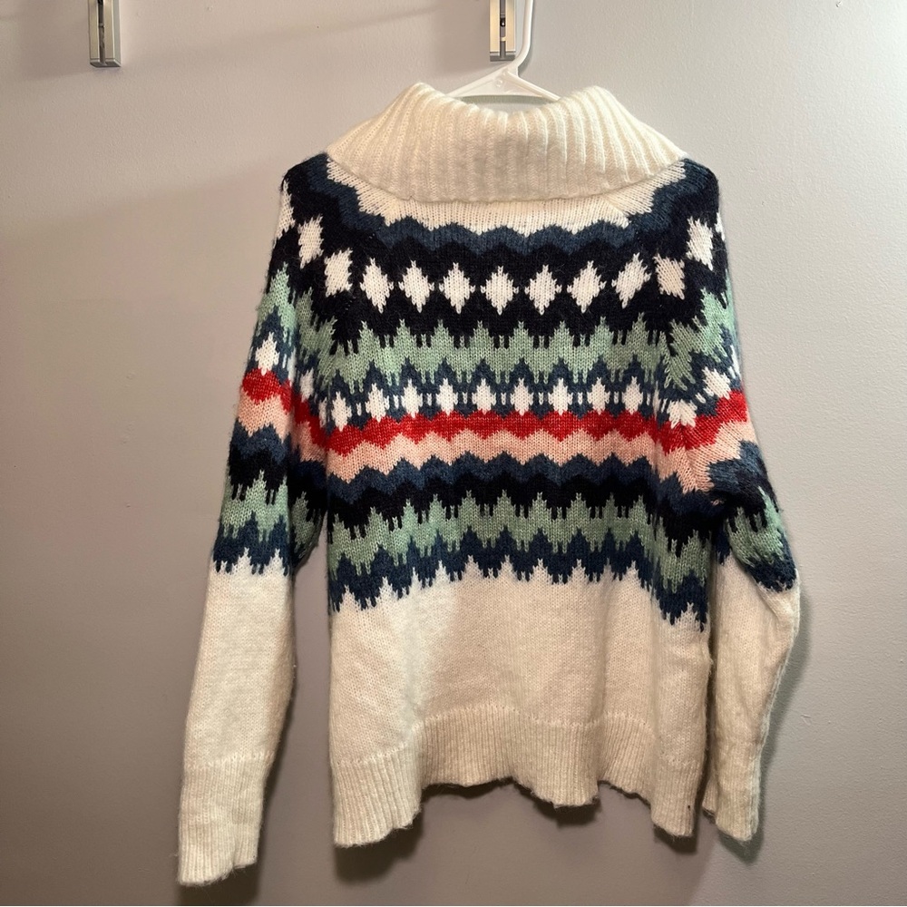 Mia & Tess Multicolor Fair Isle Cowl Neck Sweater Cozy Winter Sweater Size S - Picture 8 of 14
